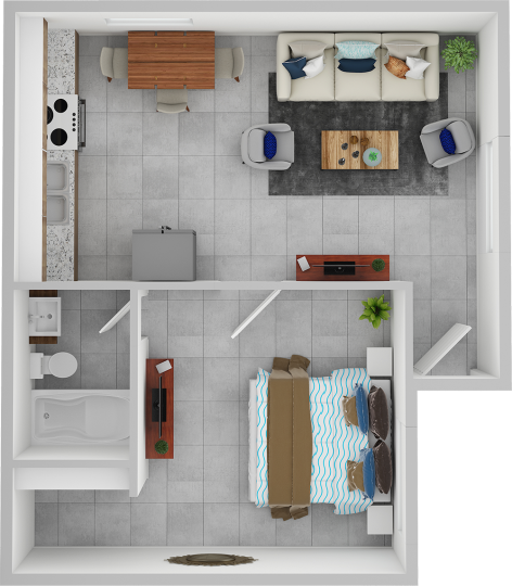 a floor plan of a two bedroom apartment at The Bella Vista Towers